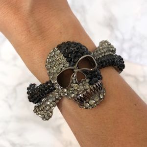 Skeleton Skull & Crossbones Hinge Cuff Bracelet